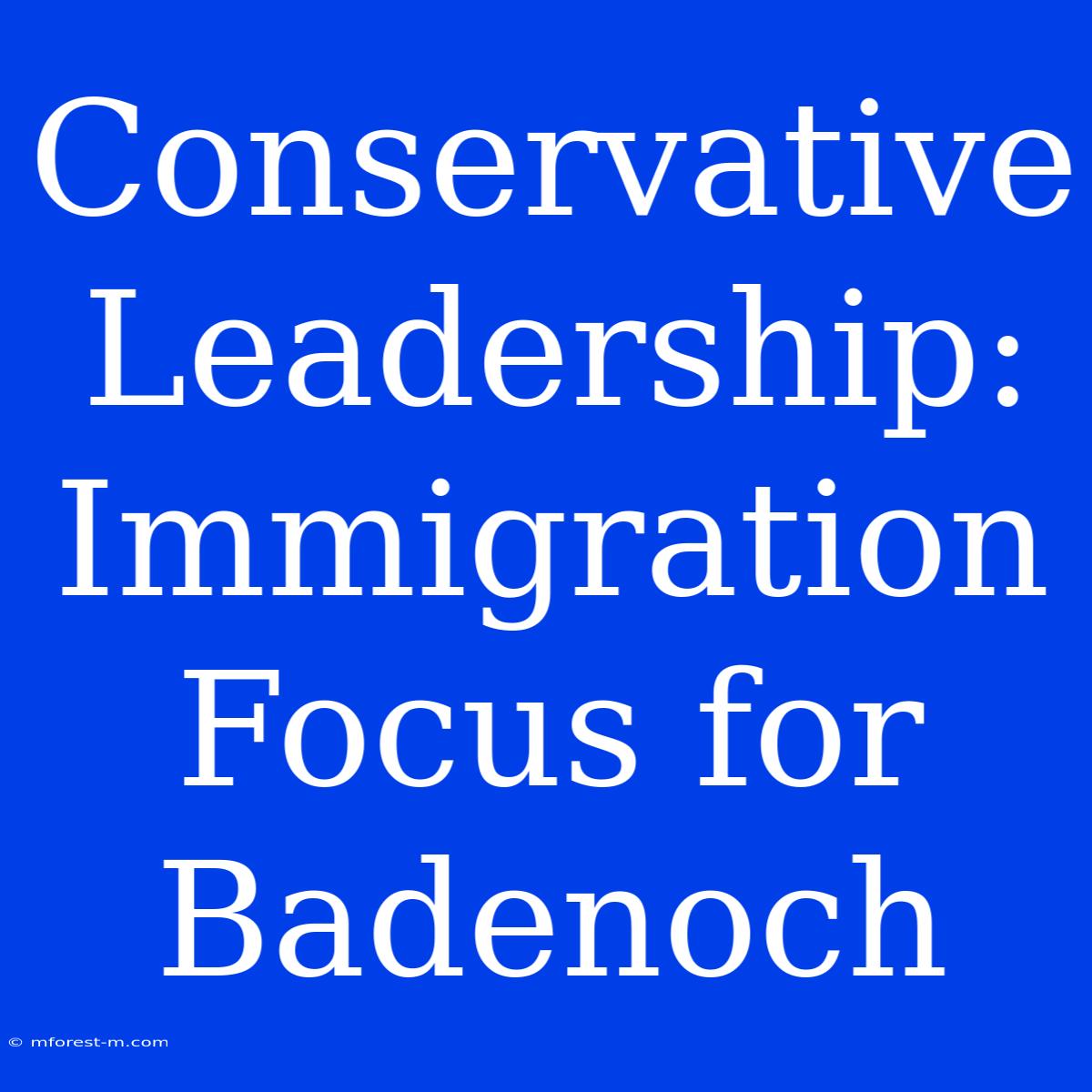 Conservative Leadership: Immigration Focus For Badenoch