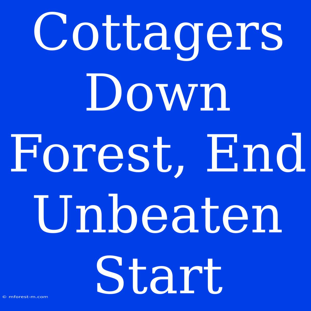 Cottagers Down Forest, End Unbeaten Start