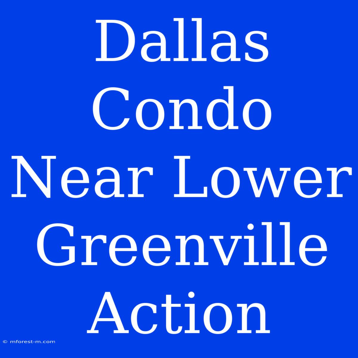 Dallas Condo Near Lower Greenville Action