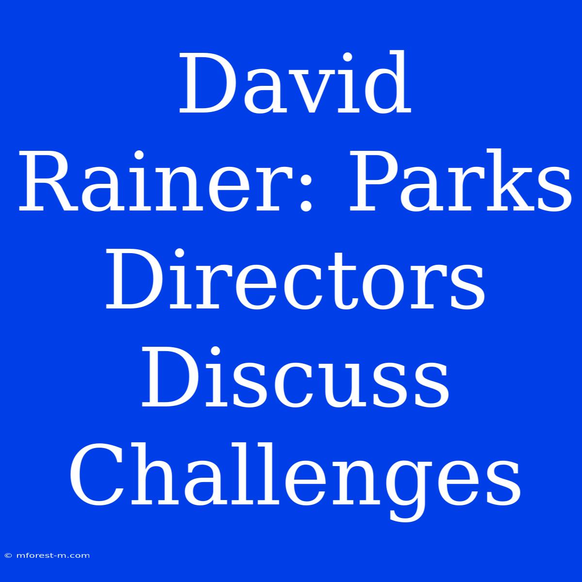 David Rainer: Parks Directors Discuss Challenges