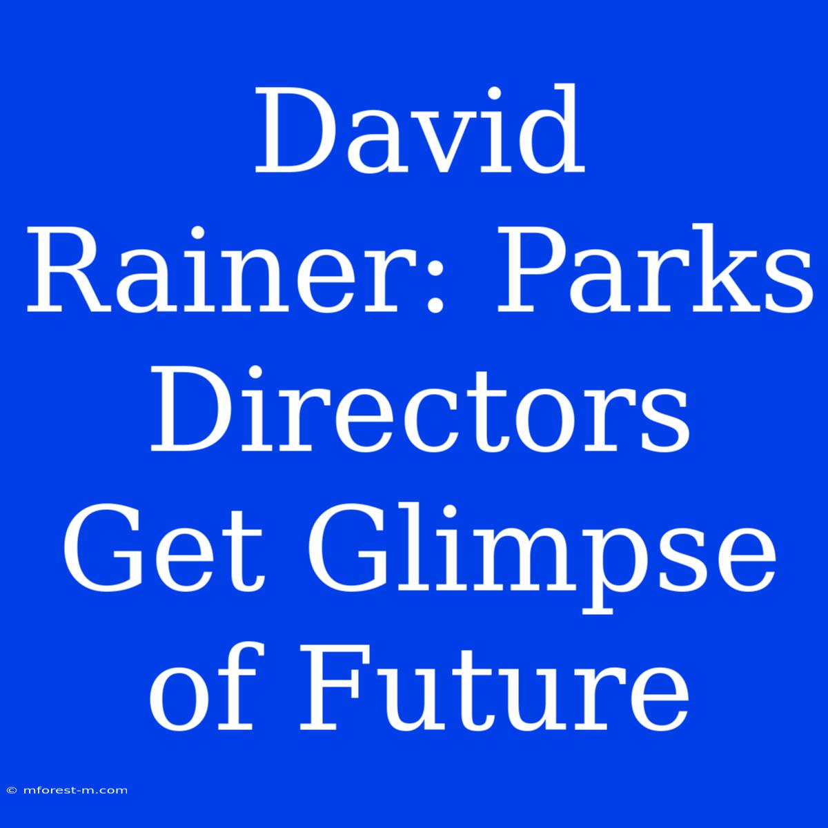 David Rainer: Parks Directors Get Glimpse Of Future