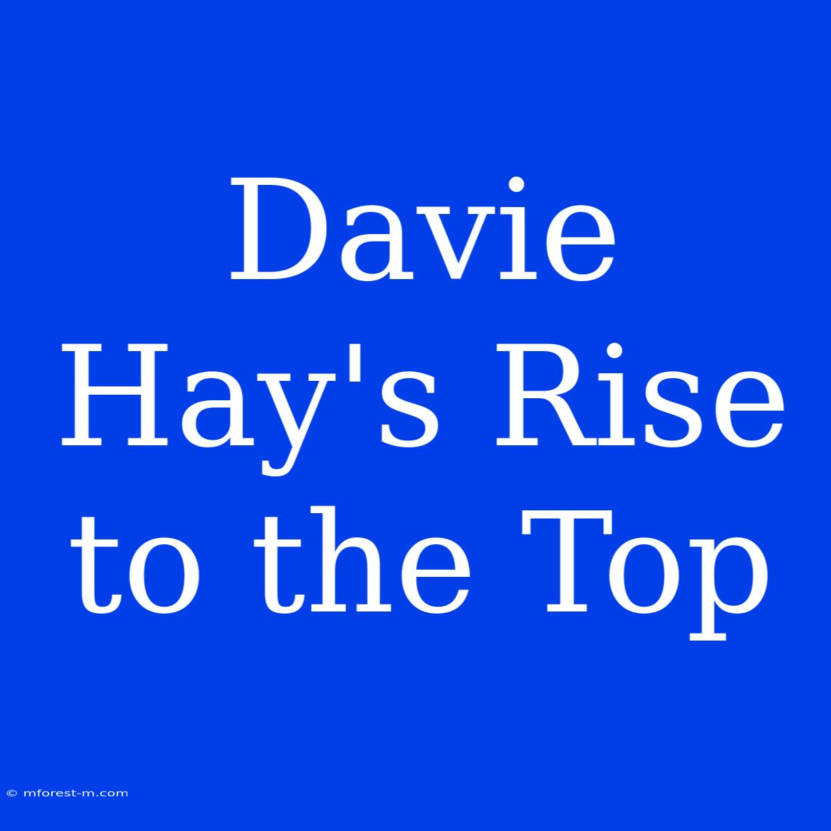 Davie Hay's Rise To The Top