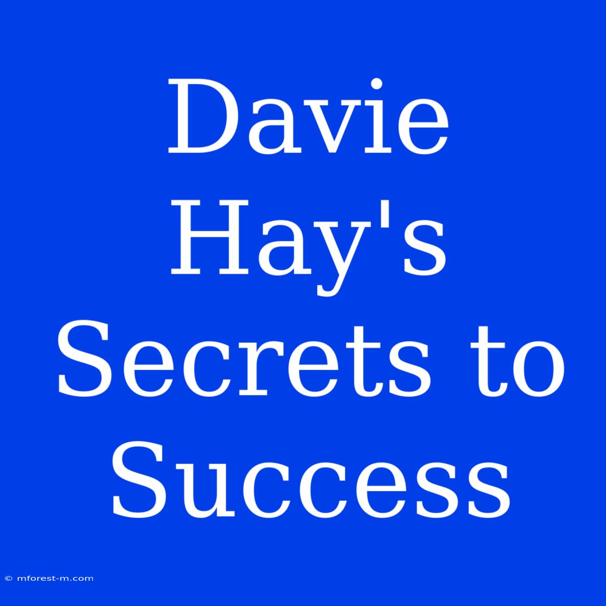 Davie Hay's Secrets To Success