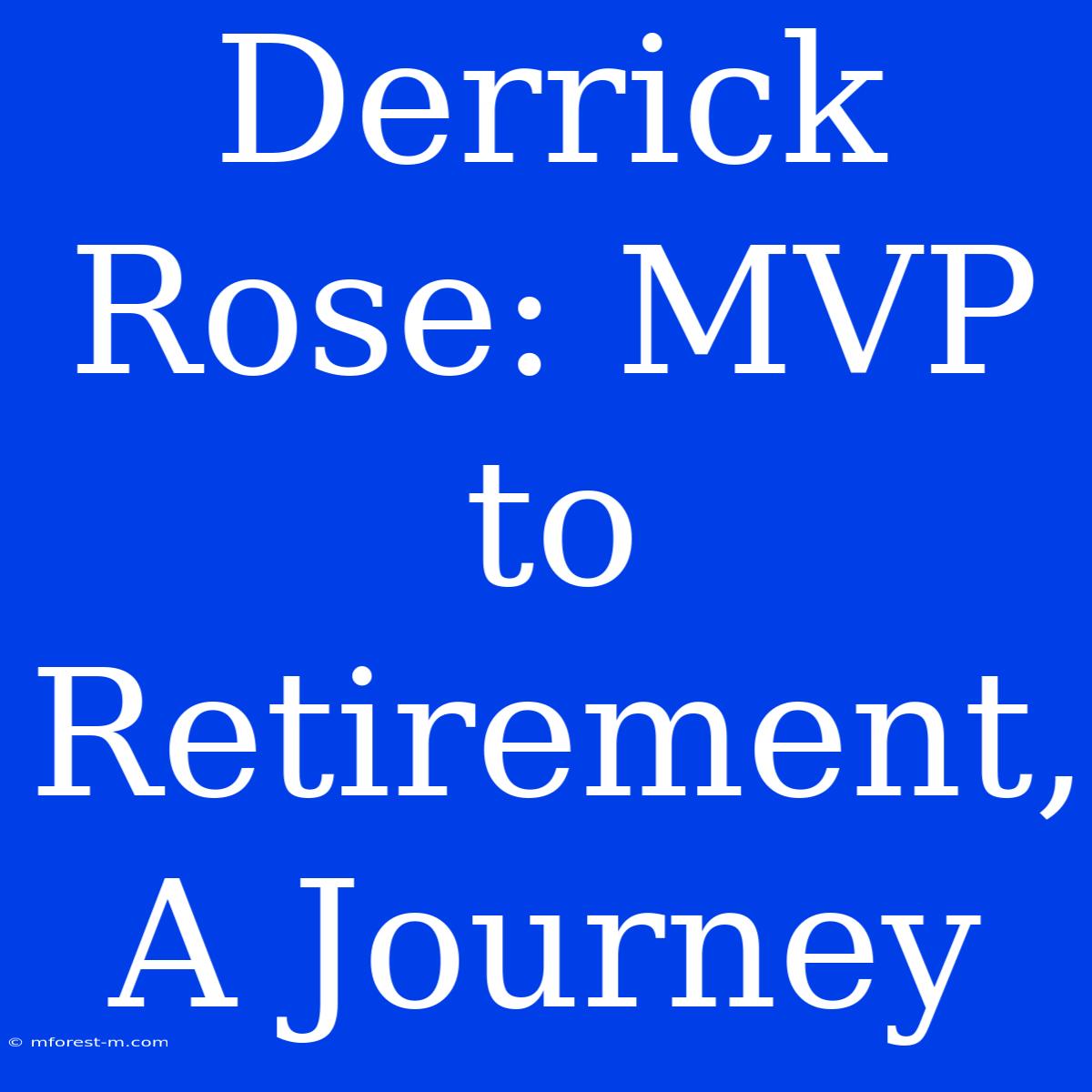 Derrick Rose: MVP To Retirement, A Journey