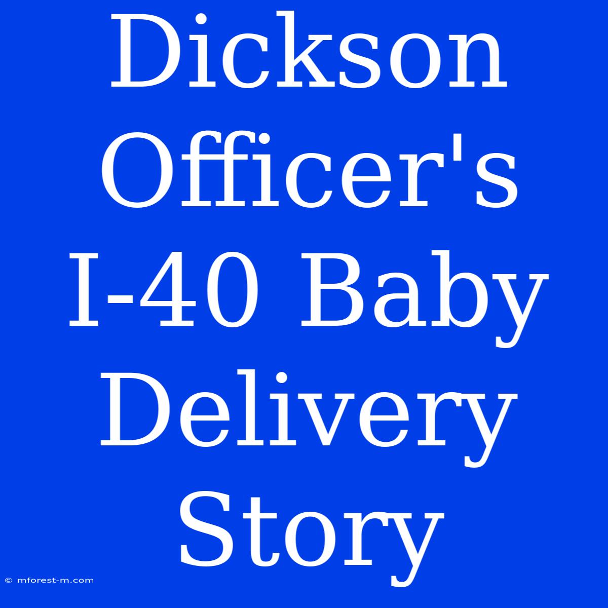 Dickson Officer's I-40 Baby Delivery Story