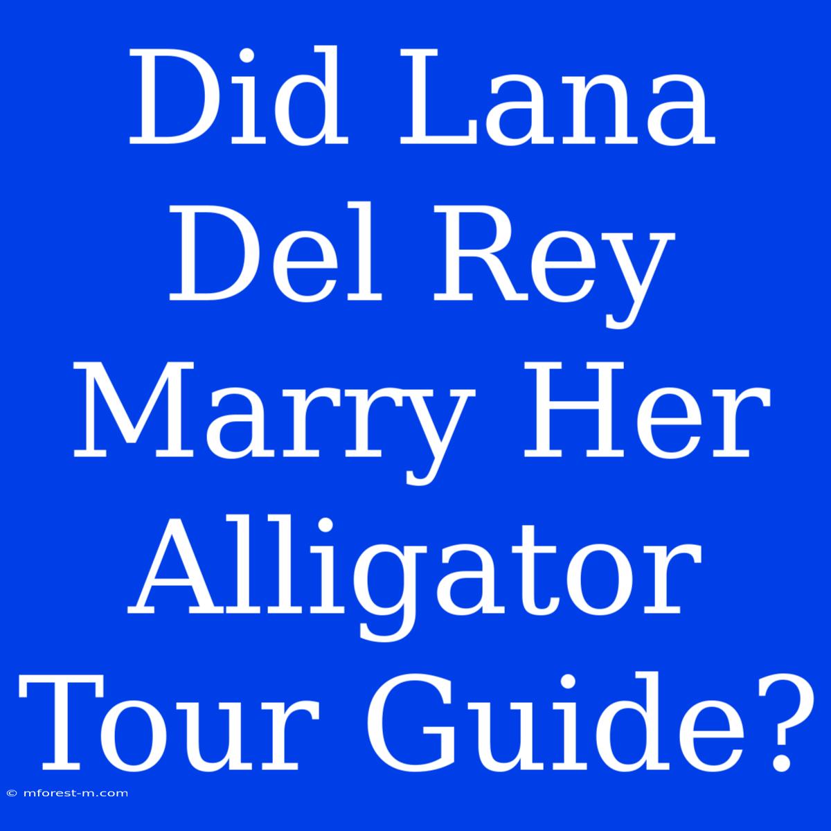 Did Lana Del Rey Marry Her Alligator Tour Guide?