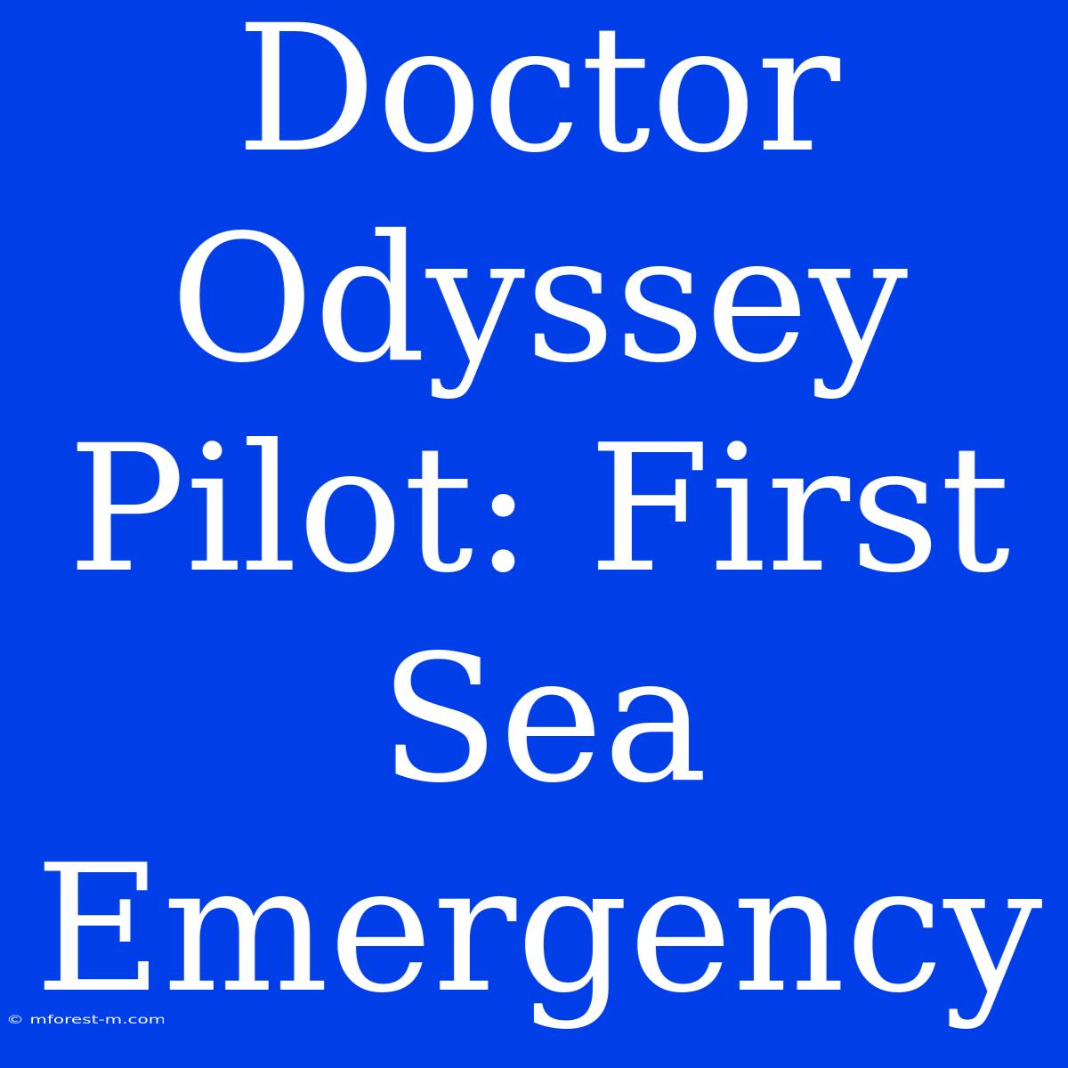 Doctor Odyssey Pilot: First Sea Emergency 