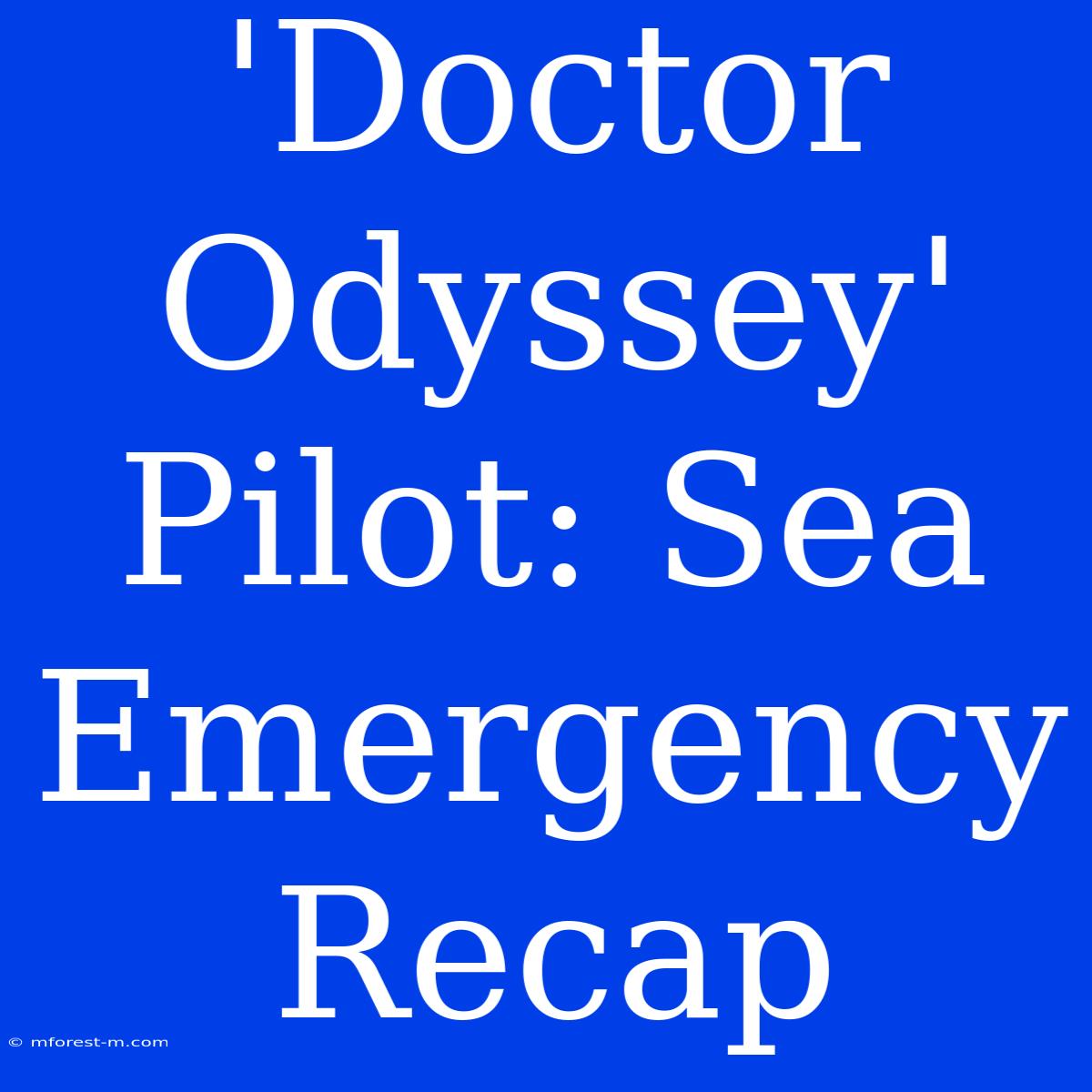 'Doctor Odyssey' Pilot: Sea Emergency Recap