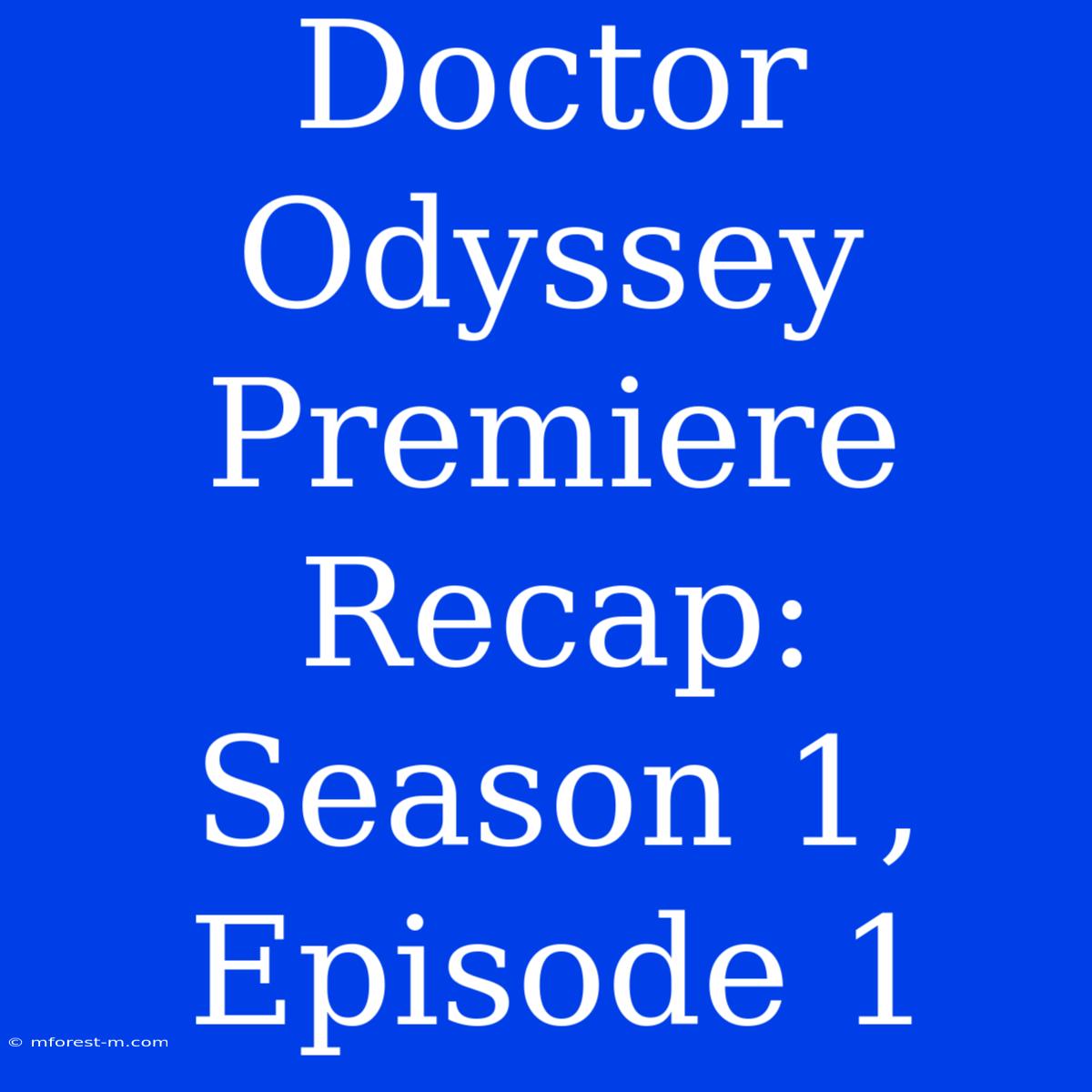 Doctor Odyssey Premiere Recap: Season 1, Episode 1