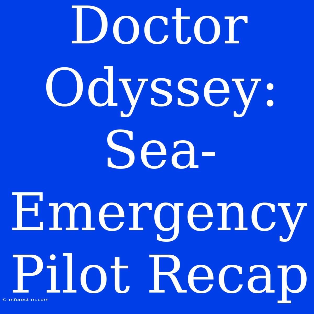 Doctor Odyssey: Sea-Emergency Pilot Recap