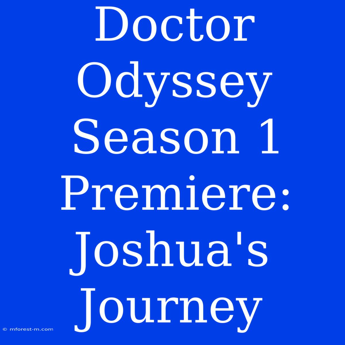 Doctor Odyssey Season 1 Premiere: Joshua's Journey