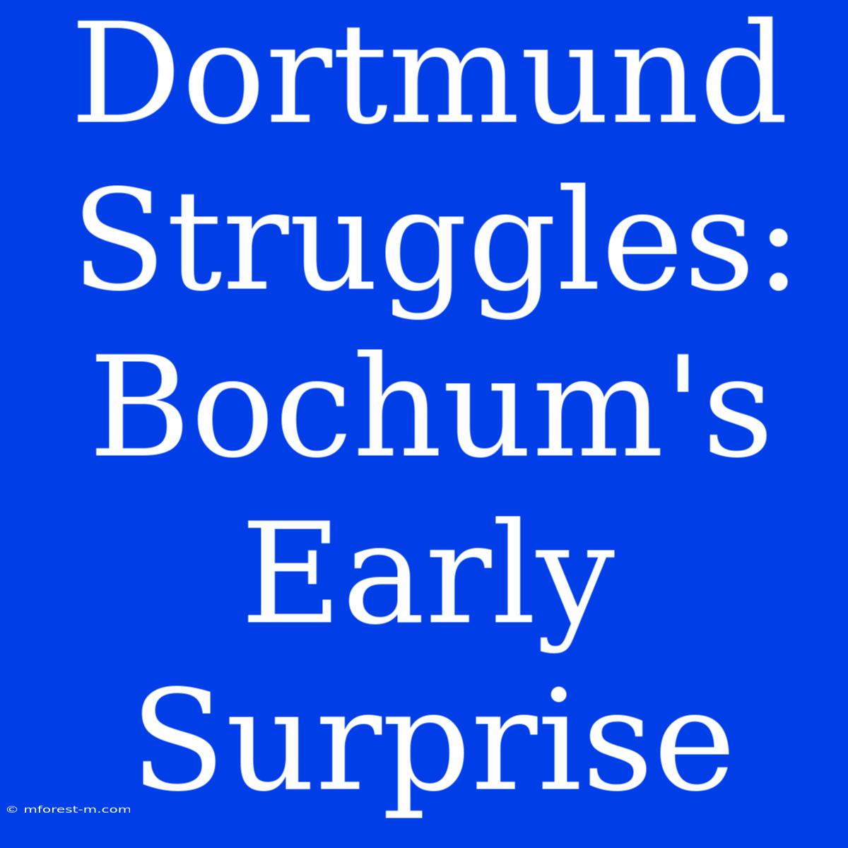 Dortmund Struggles: Bochum's Early Surprise