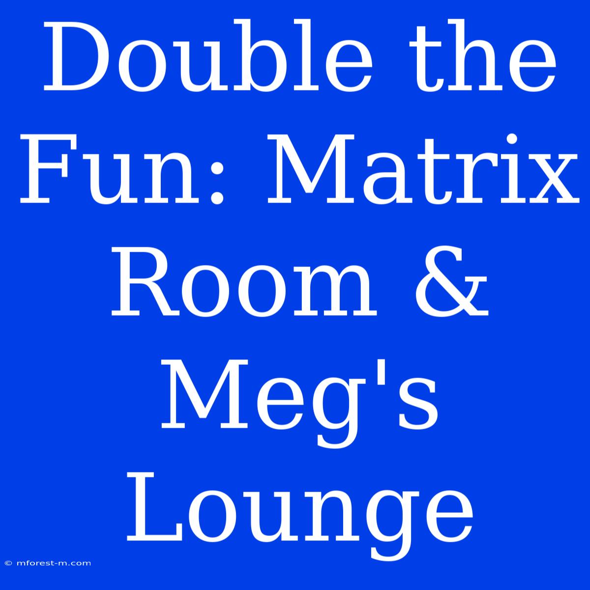 Double The Fun: Matrix Room & Meg's Lounge