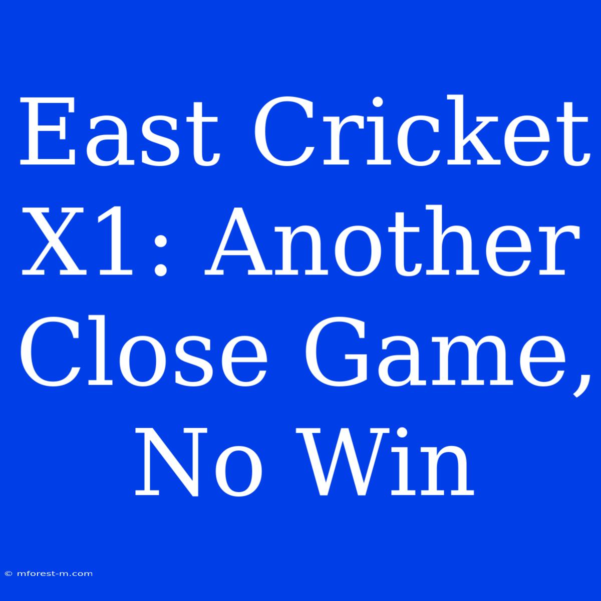 East Cricket X1: Another Close Game, No Win