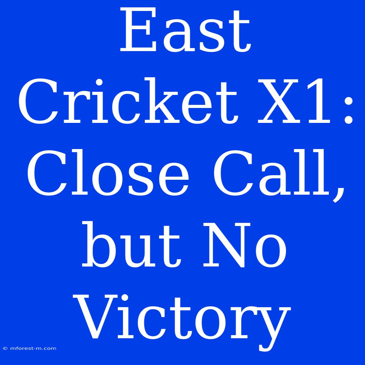 East Cricket X1: Close Call, But No Victory