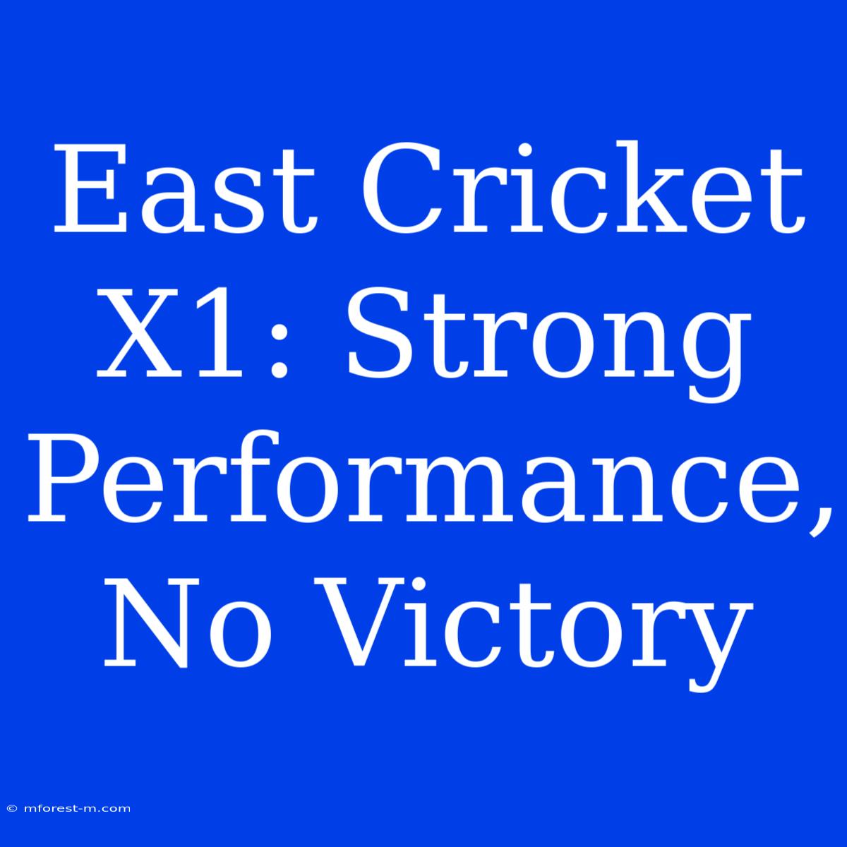 East Cricket X1: Strong Performance, No Victory