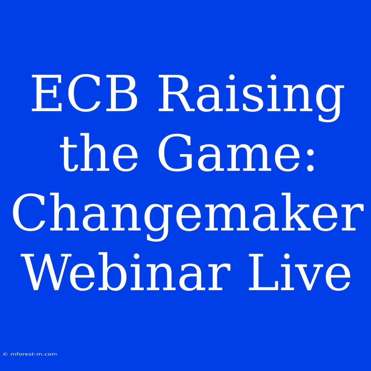 ECB Raising The Game: Changemaker Webinar Live