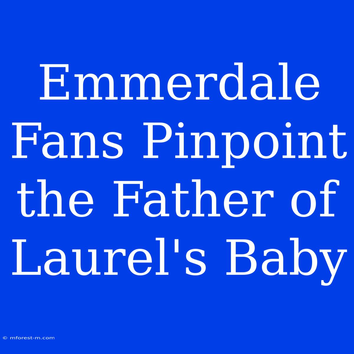 Emmerdale Fans Pinpoint The Father Of Laurel's Baby