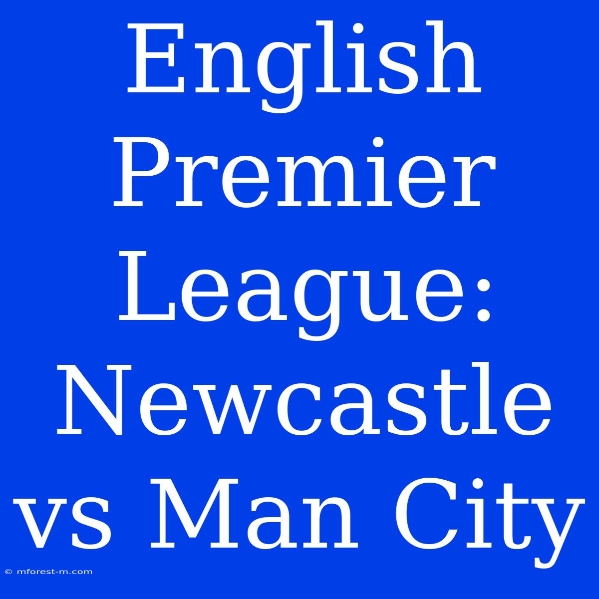 English Premier League: Newcastle Vs Man City