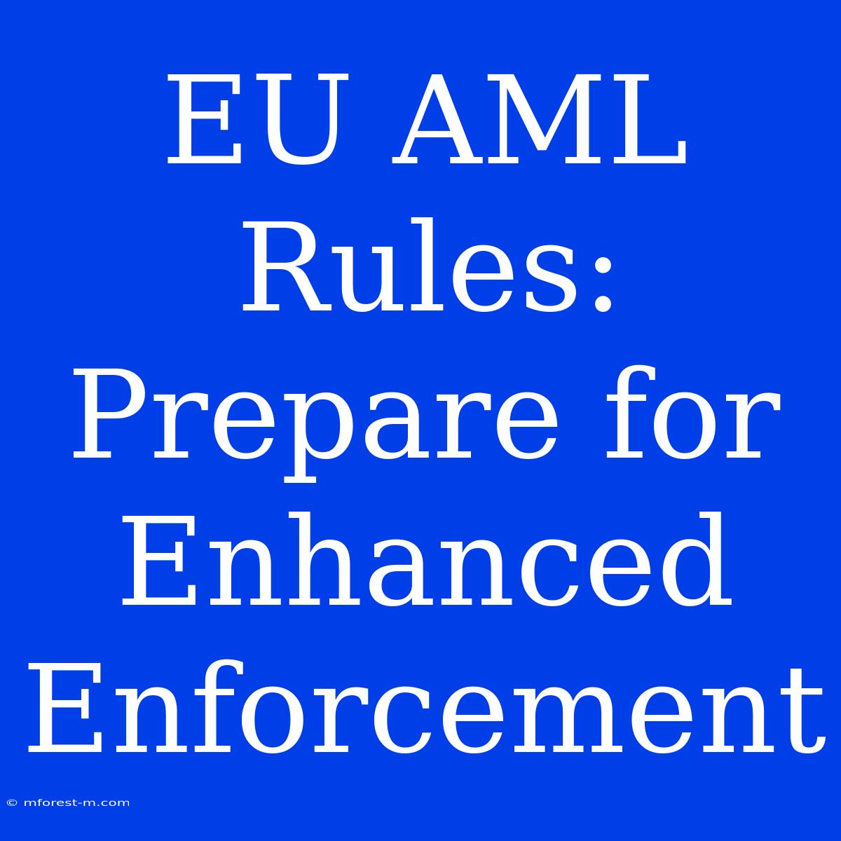 EU AML Rules: Prepare For Enhanced Enforcement 