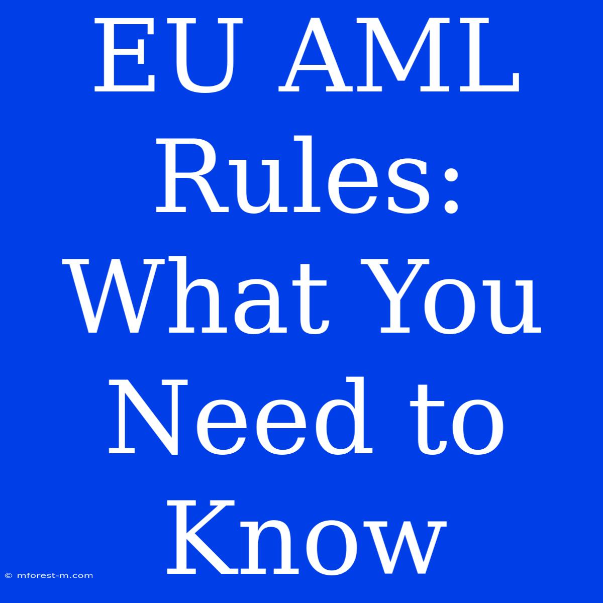 EU AML Rules: What You Need To Know