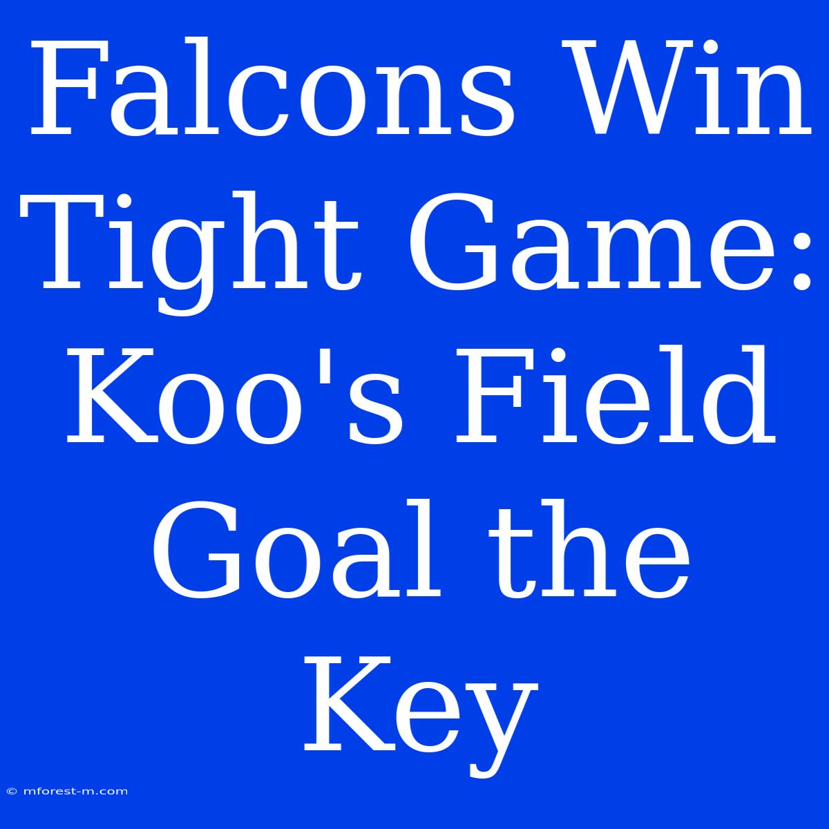 Falcons Win Tight Game: Koo's Field Goal The Key