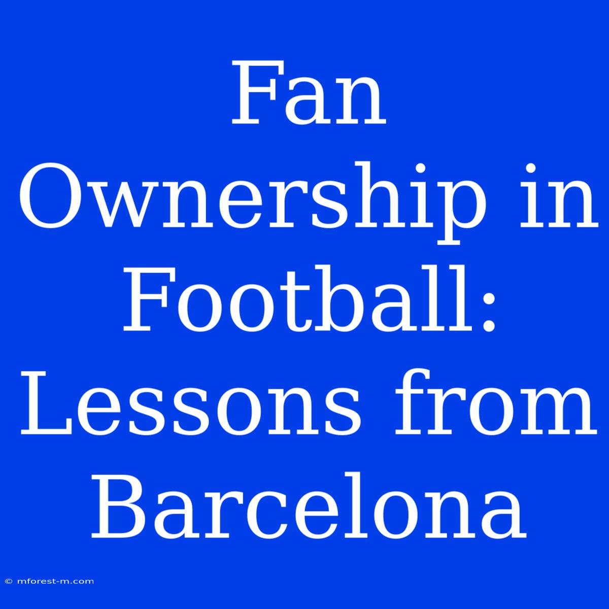 Fan Ownership In Football: Lessons From Barcelona 