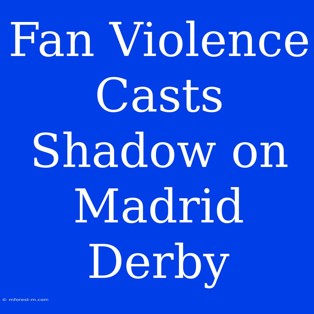 Fan Violence Casts Shadow On Madrid Derby