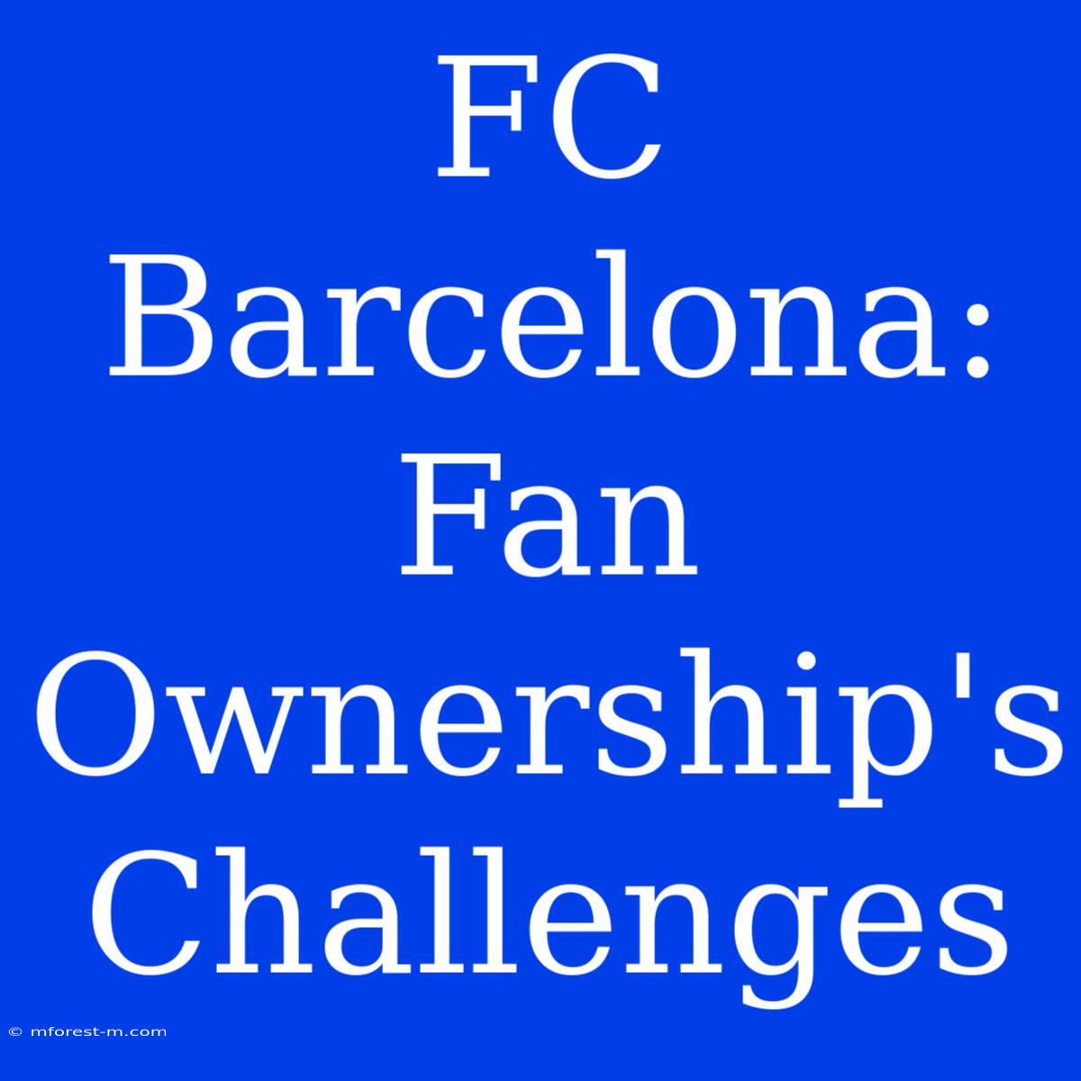 FC Barcelona: Fan Ownership's Challenges