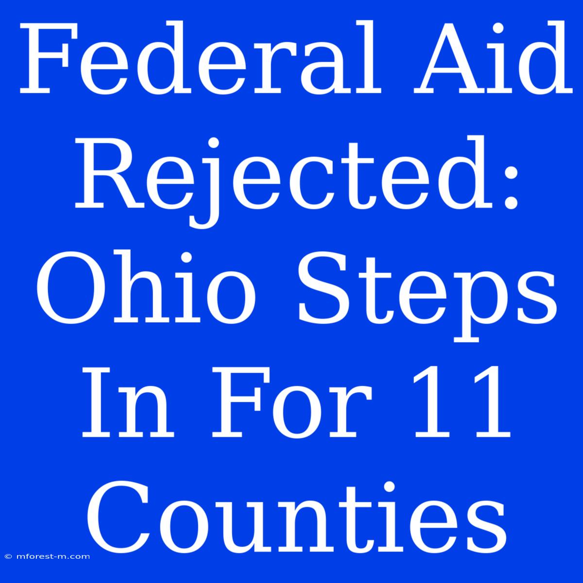 Federal Aid Rejected: Ohio Steps In For 11 Counties