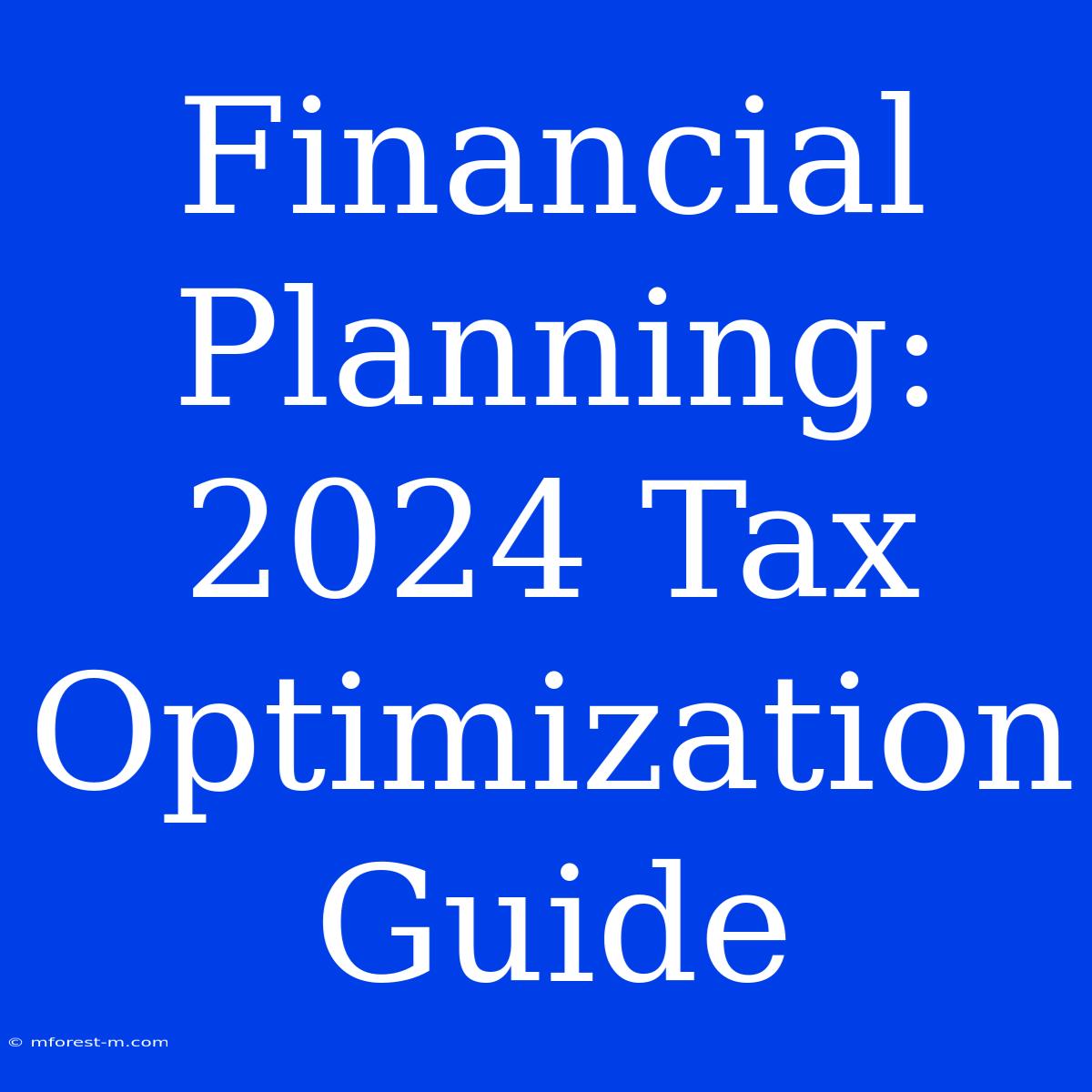 Financial Planning: 2024 Tax Optimization Guide