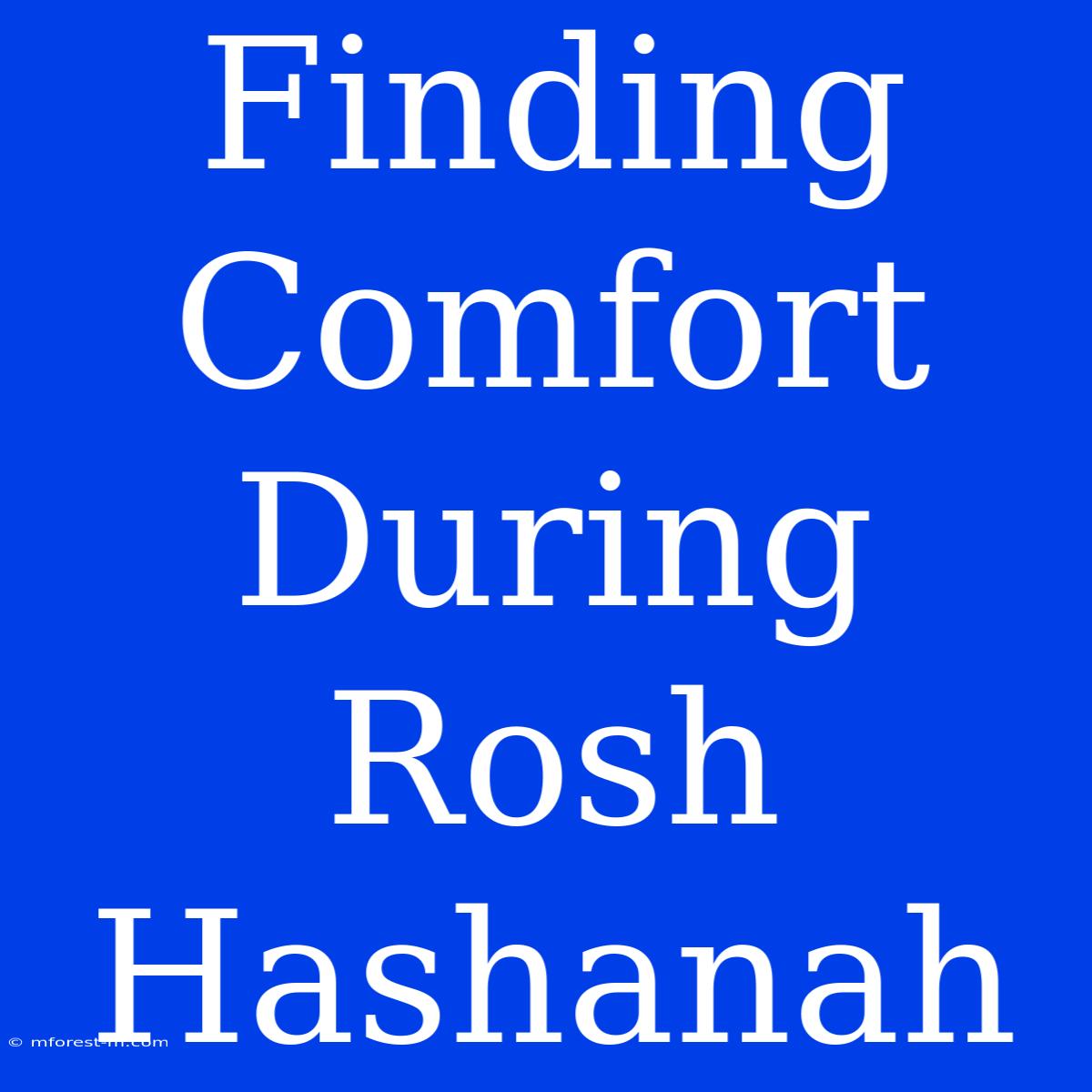 Finding Comfort During Rosh Hashanah