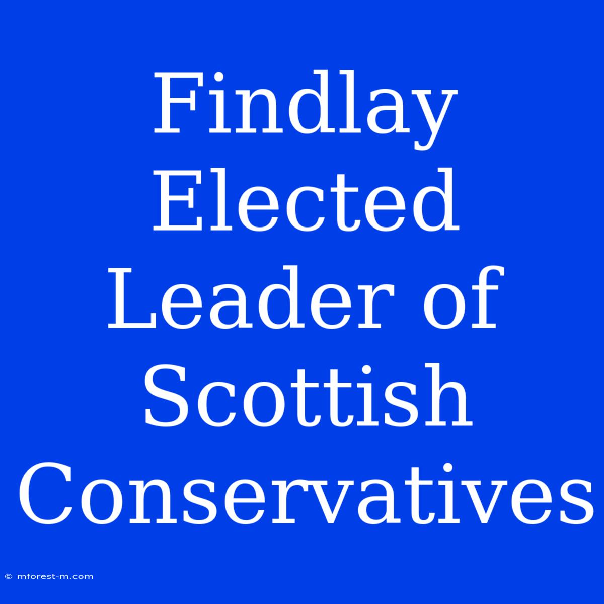 Findlay Elected Leader Of Scottish Conservatives