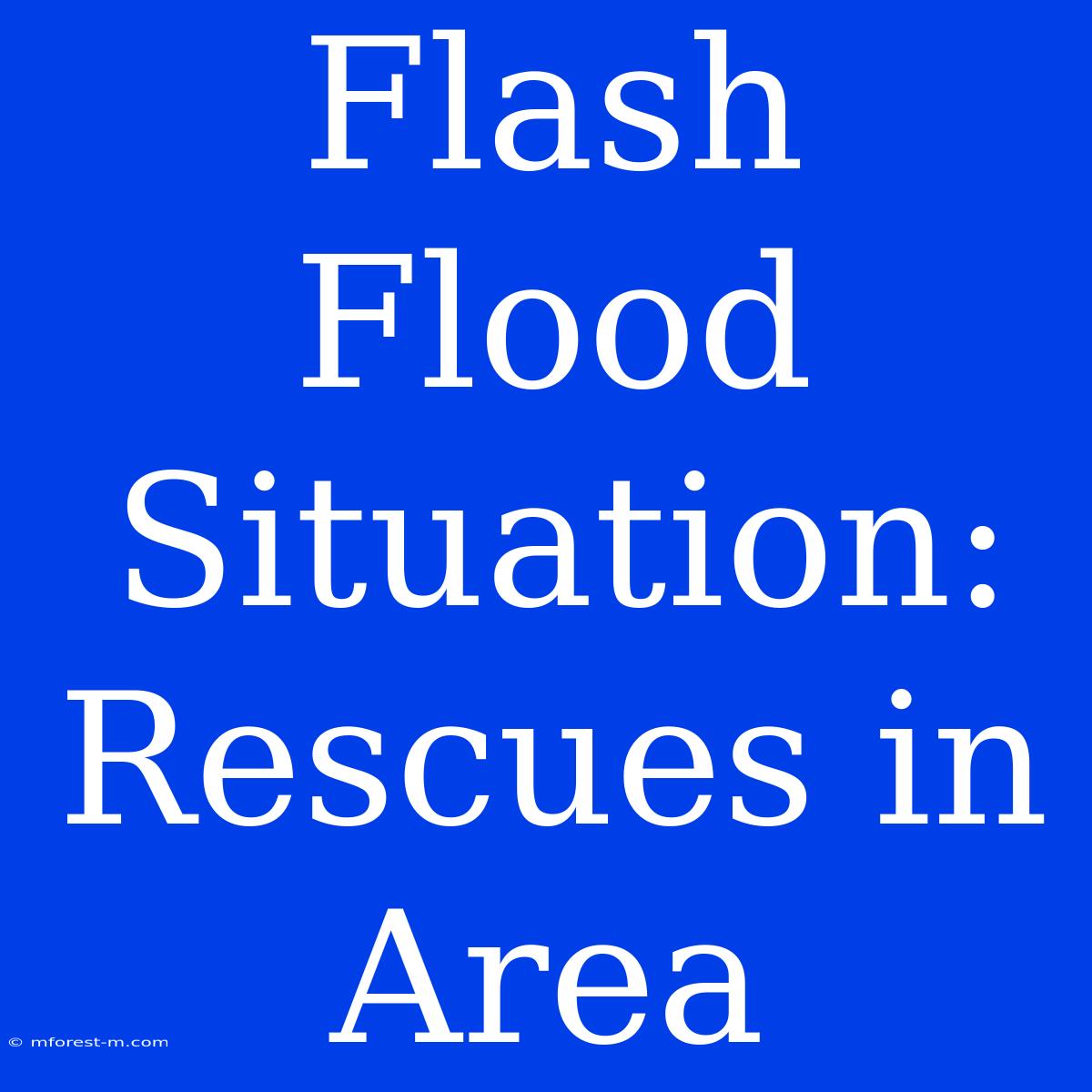 Flash Flood Situation: Rescues In Area 