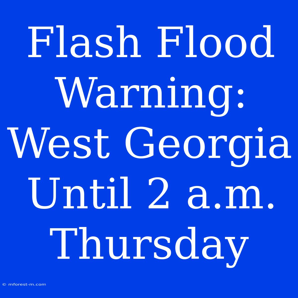 Flash Flood Warning: West Georgia Until 2 A.m. Thursday