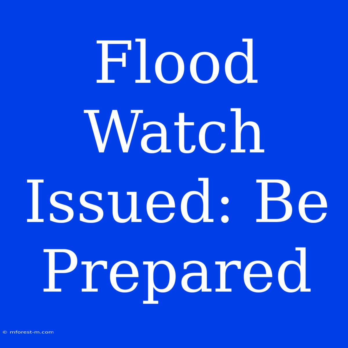 Flood Watch Issued: Be Prepared