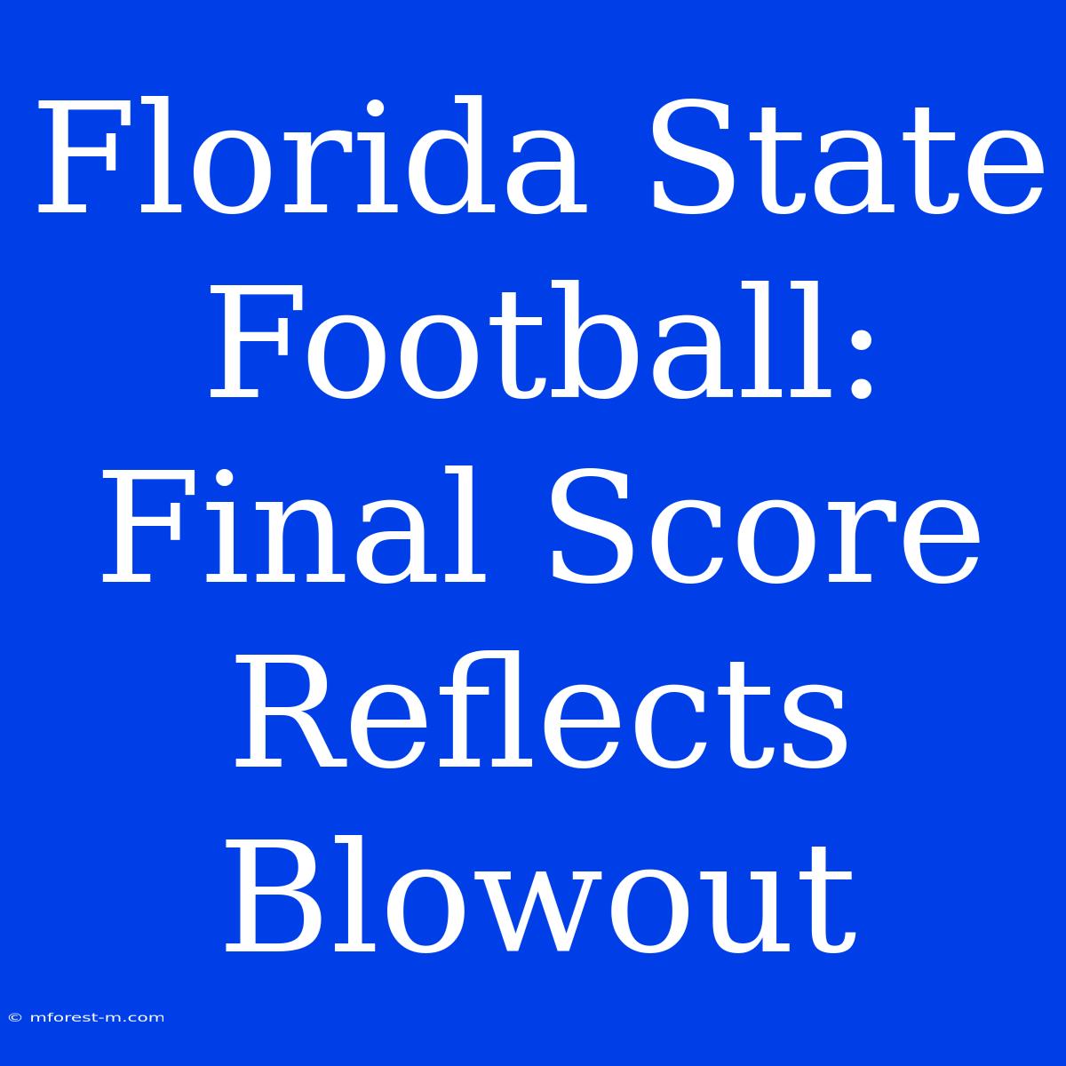 Florida State Football: Final Score Reflects Blowout