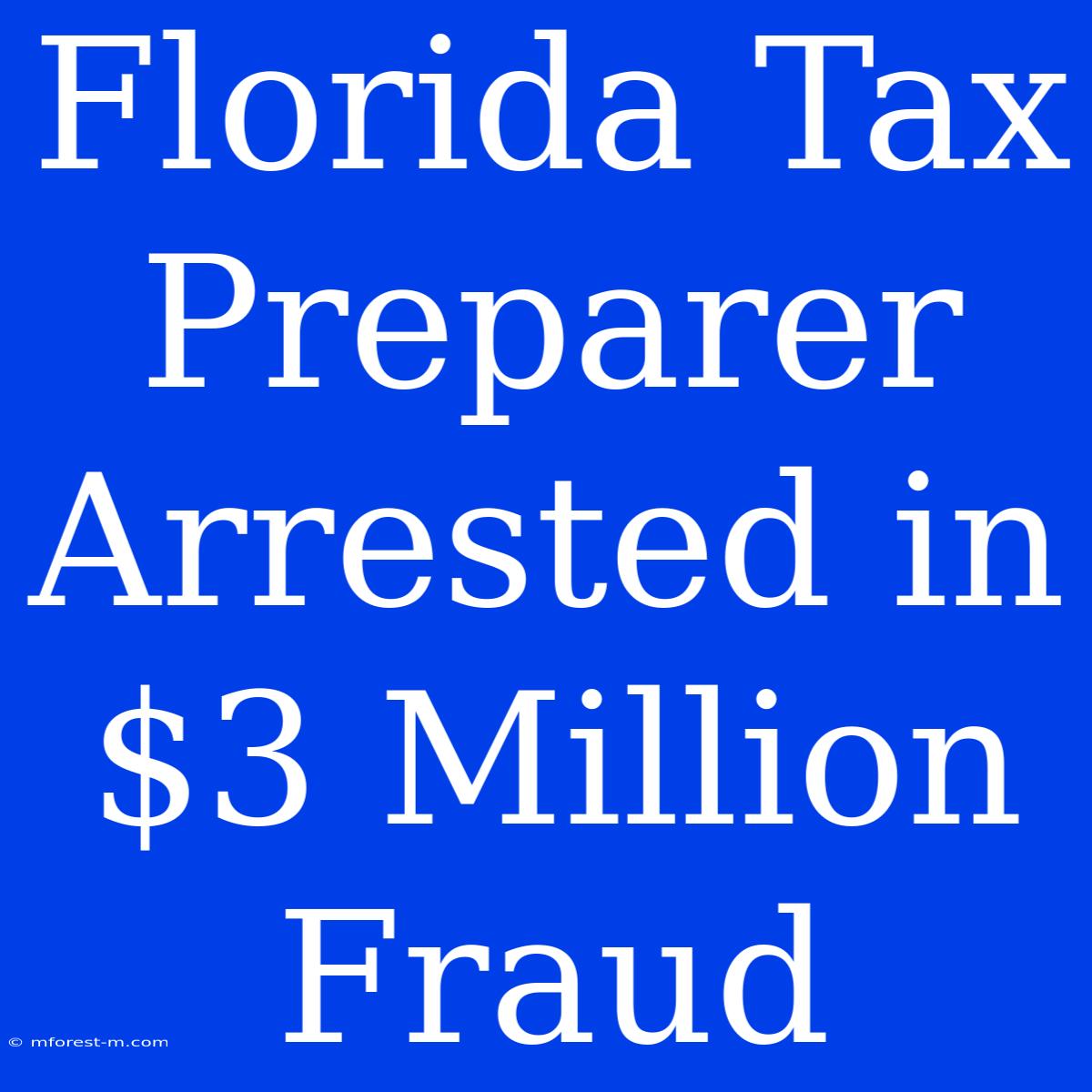 Florida Tax Preparer Arrested In $3 Million Fraud