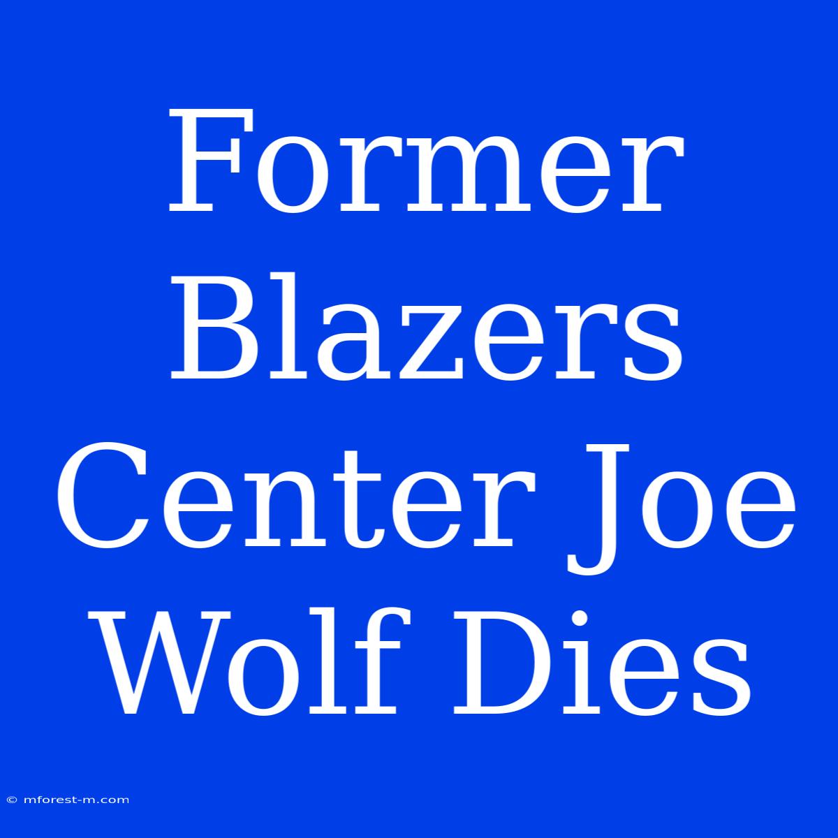 Former Blazers Center Joe Wolf Dies