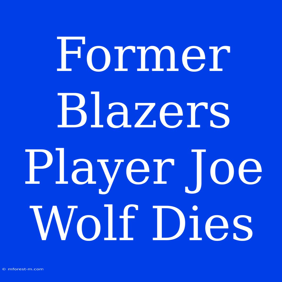 Former Blazers Player Joe Wolf Dies