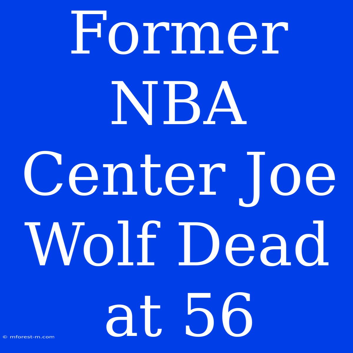 Former NBA Center Joe Wolf Dead At 56