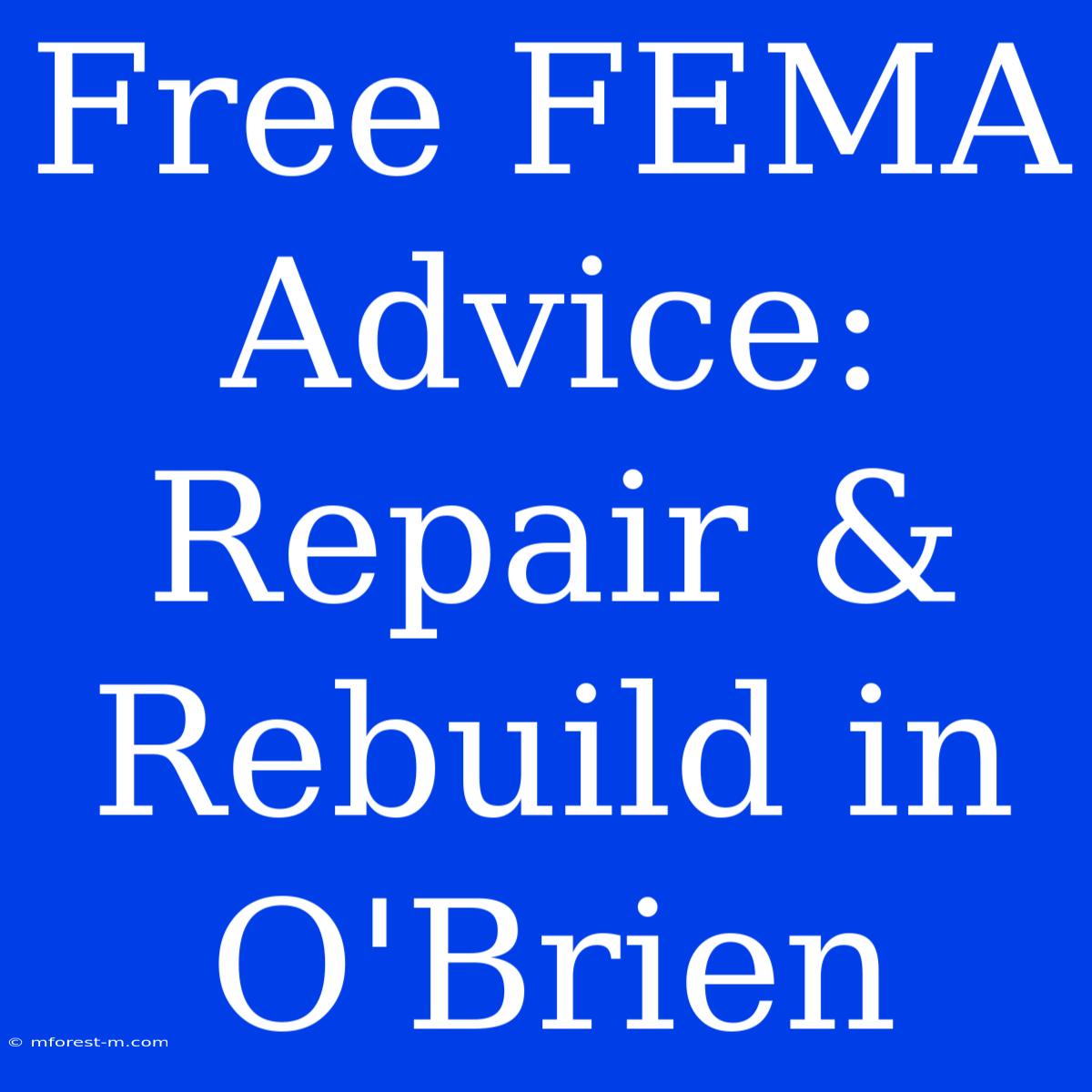 Free FEMA Advice: Repair & Rebuild In O'Brien 