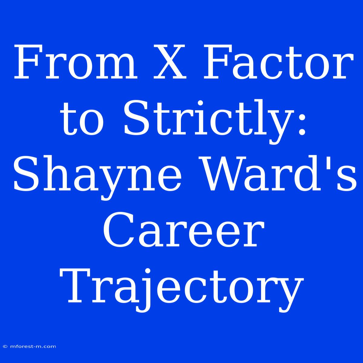 From X Factor To Strictly: Shayne Ward's Career Trajectory