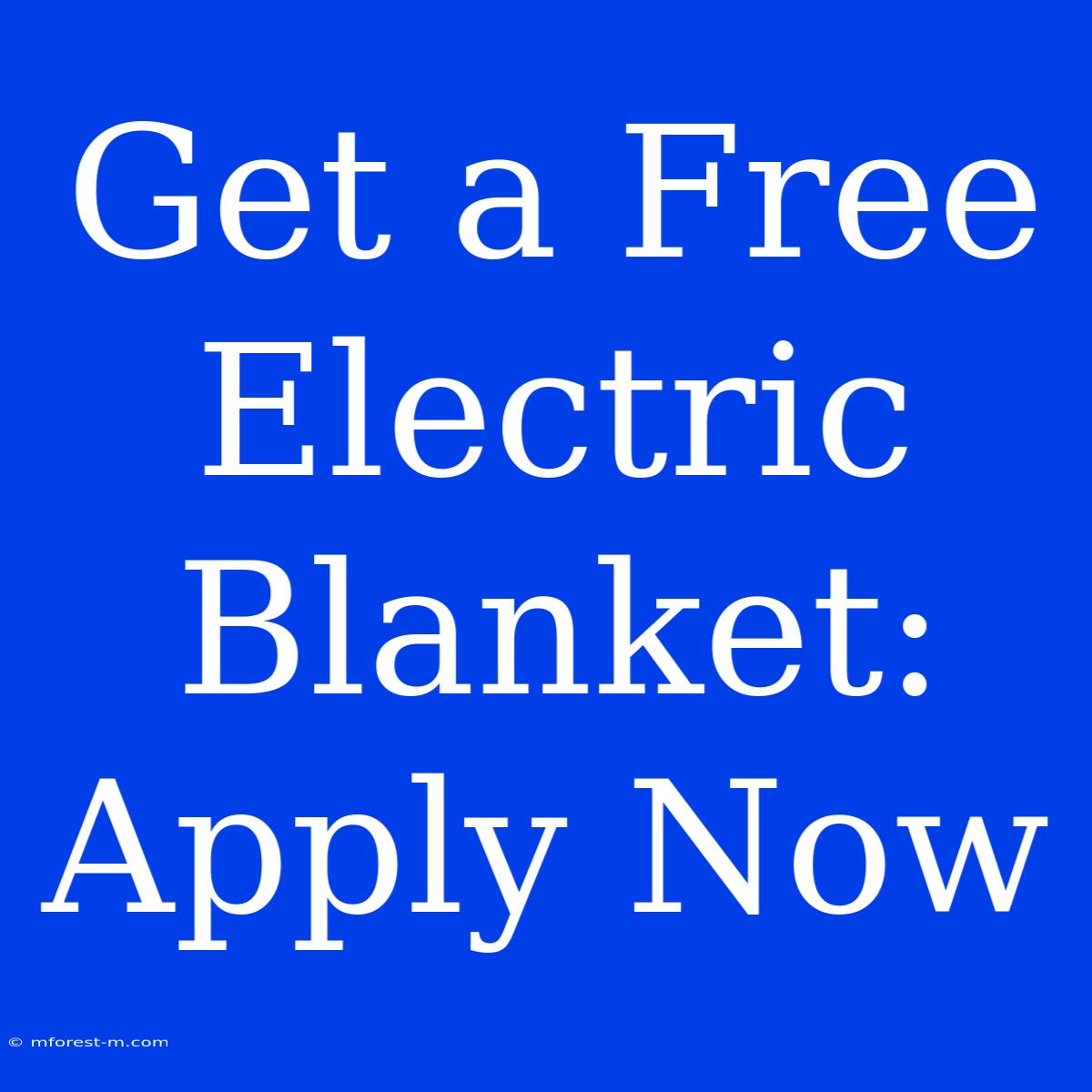 Get A Free Electric Blanket: Apply Now