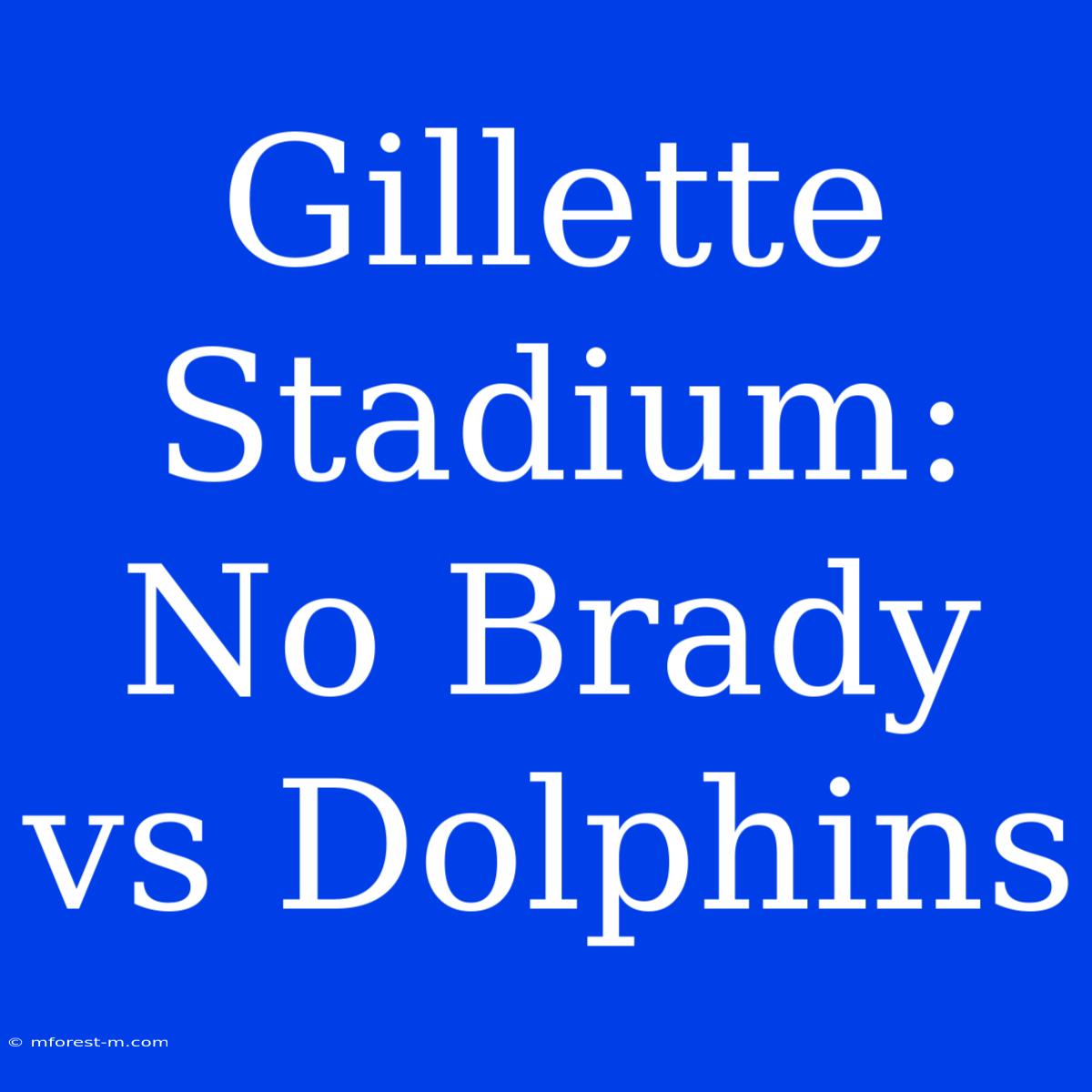 Gillette Stadium: No Brady Vs Dolphins