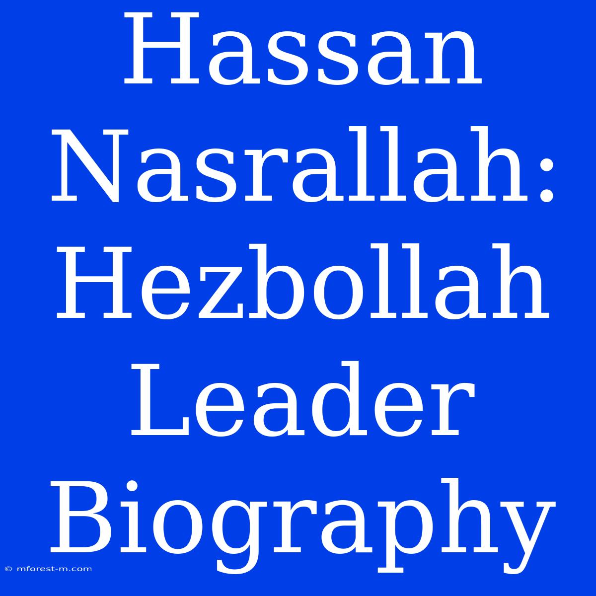 Hassan Nasrallah: Hezbollah Leader Biography