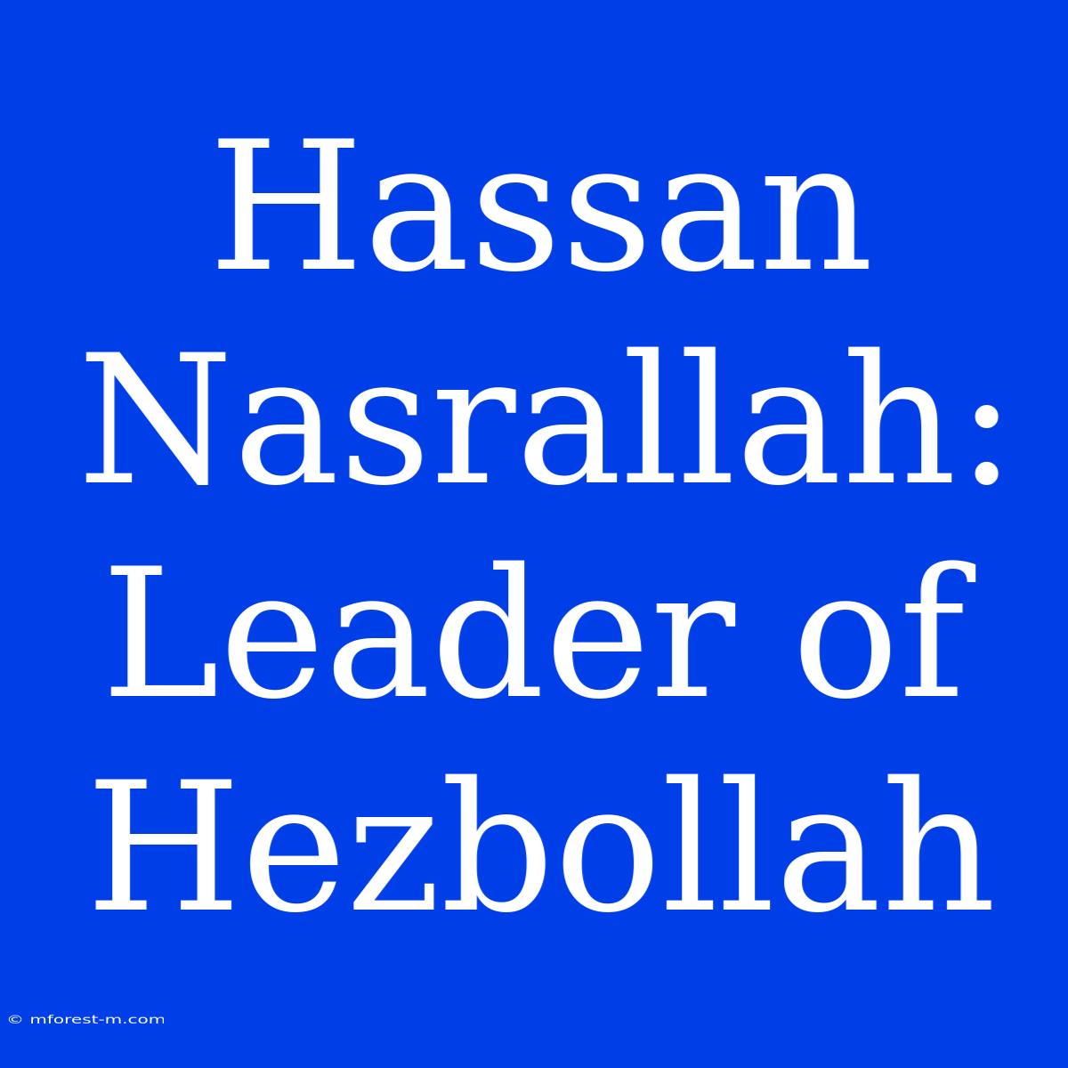 Hassan Nasrallah: Leader Of Hezbollah 