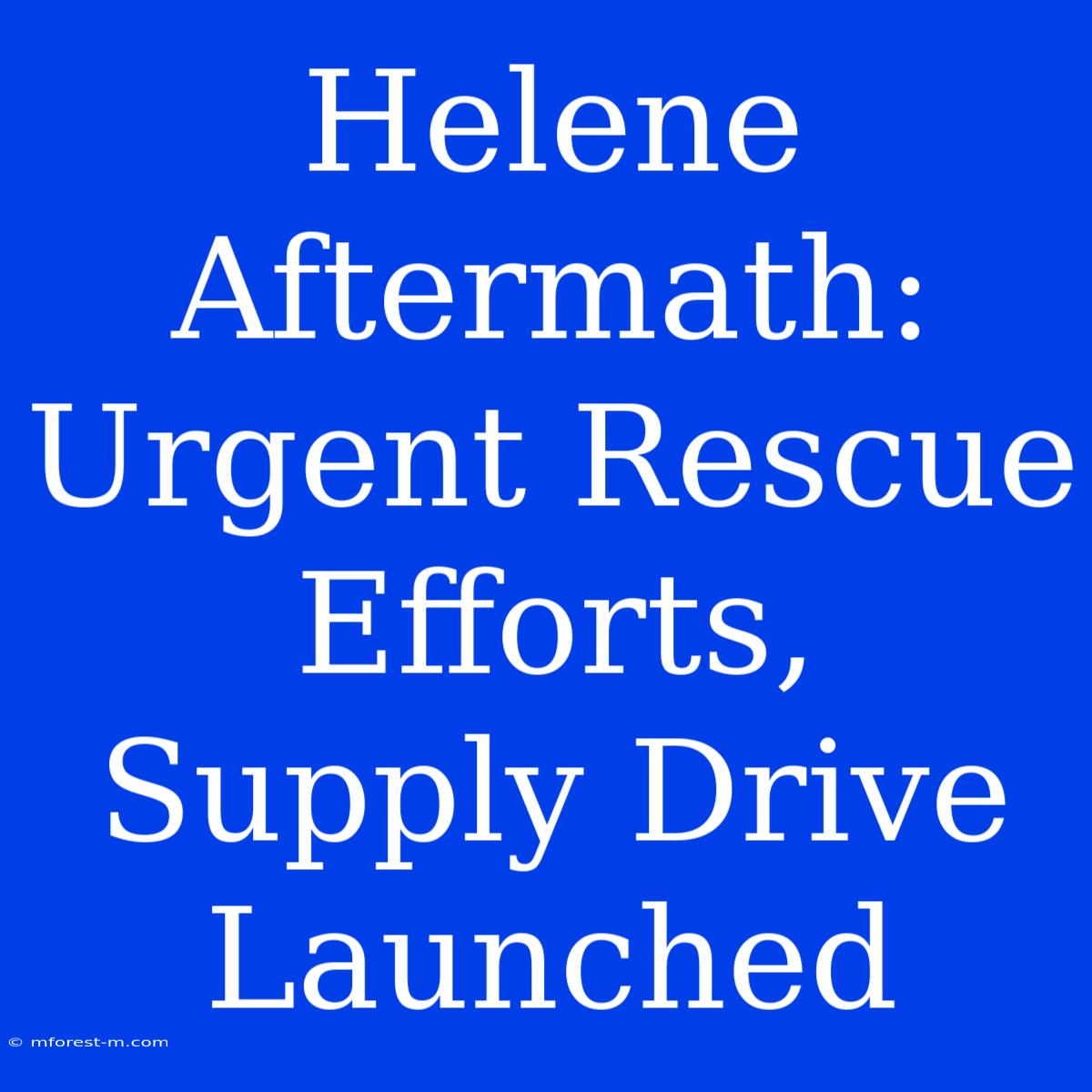 Helene Aftermath: Urgent Rescue Efforts, Supply Drive Launched 