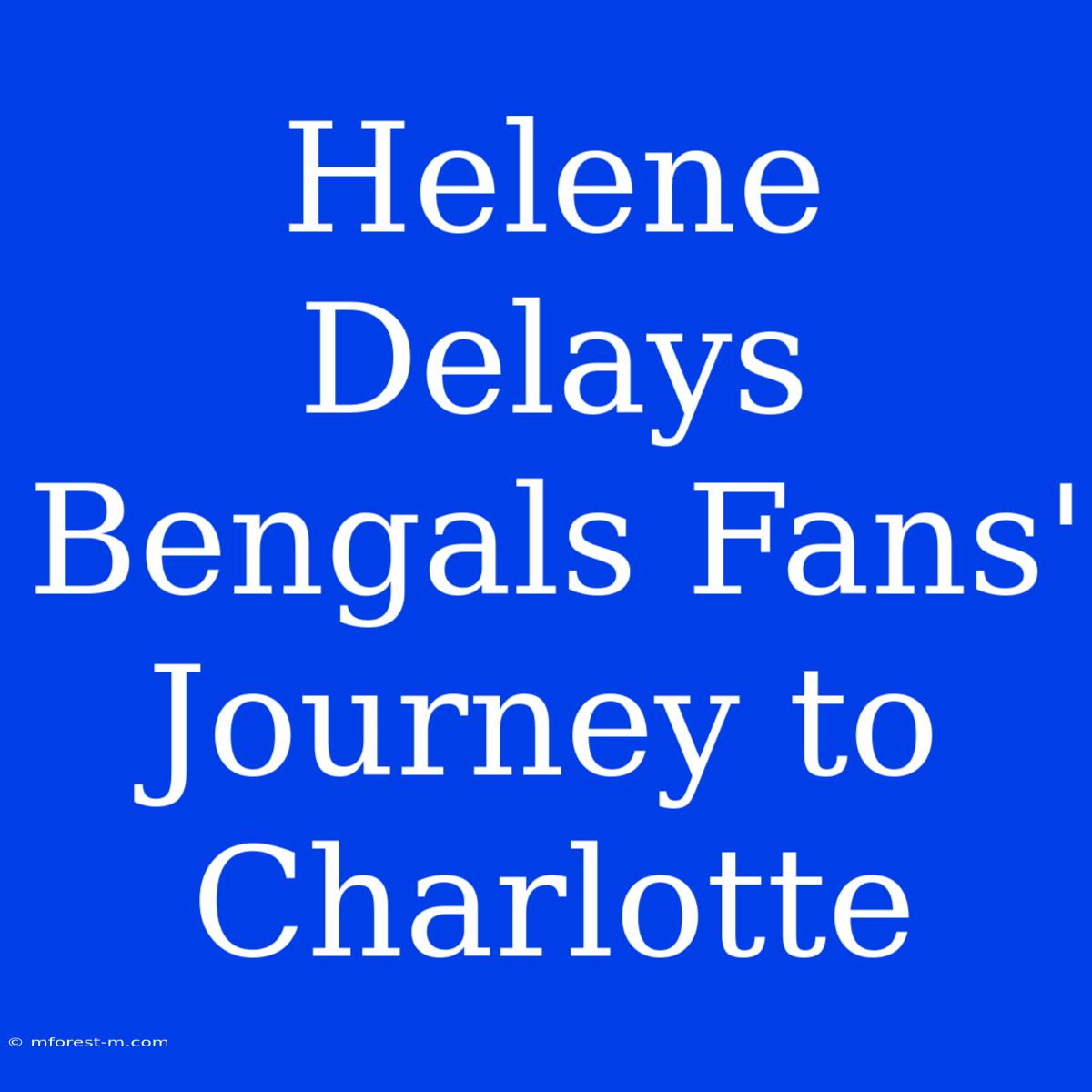 Helene Delays Bengals Fans' Journey To Charlotte