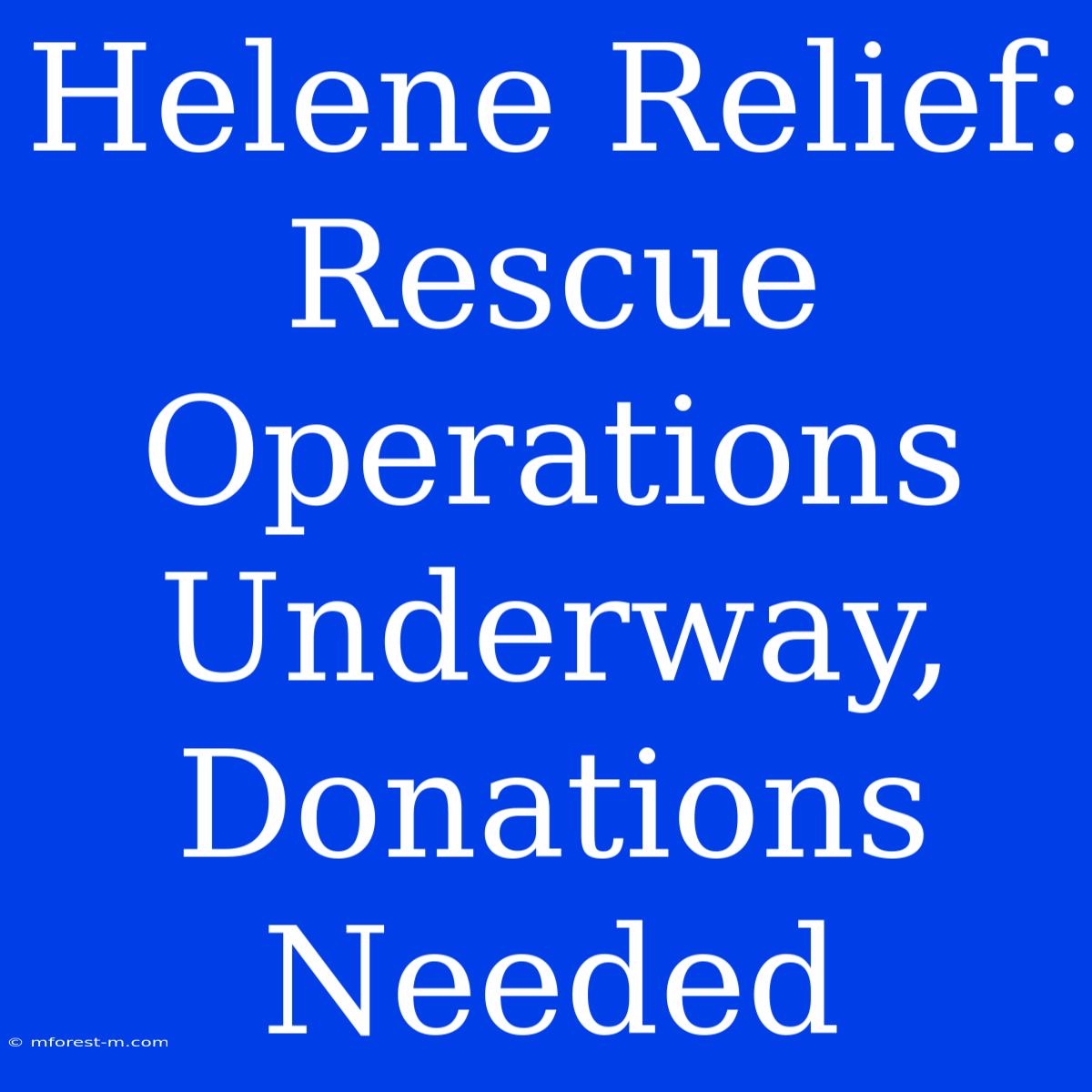 Helene Relief: Rescue Operations Underway, Donations Needed